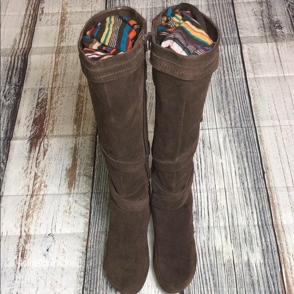 MeToo Brown Suede Leather knee-Hi Boots Sz 6 - Picture 2 of 9